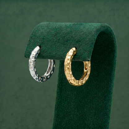 12mm Hammered Huggie Earrings