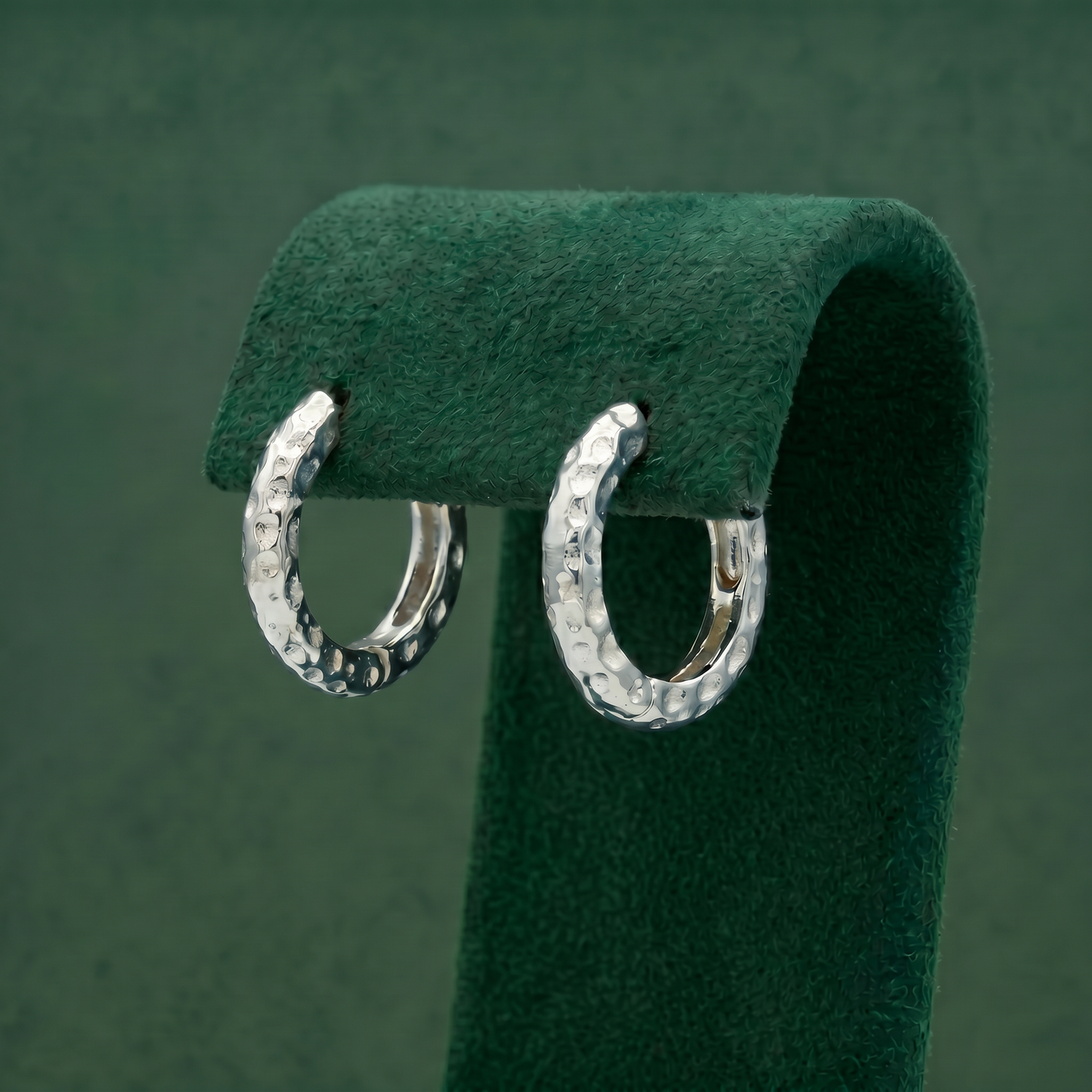 12mm Hammered Huggie Earrings