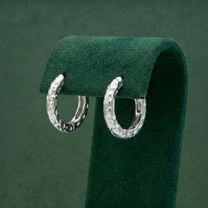 12mm Hammered Huggie Earrings