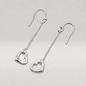 925 Sterling Silver Open Heart Dropped French Hook Wire Earrings