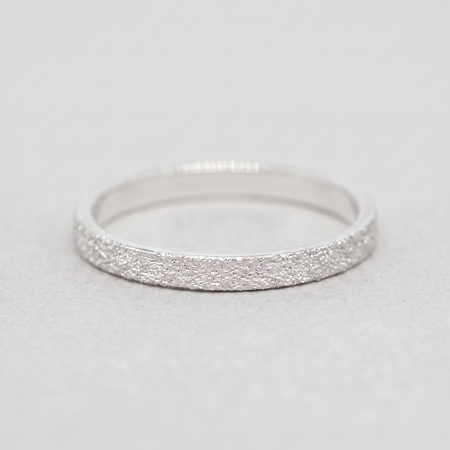925 Sterling Silver 2.4mm Stardust/Frosted Band Ring