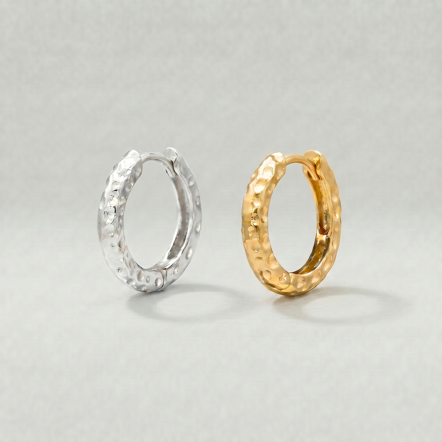 12mm Hammered Huggie Earrings