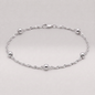 925 Sterling Silver Beaded Singapore Chain Anklet