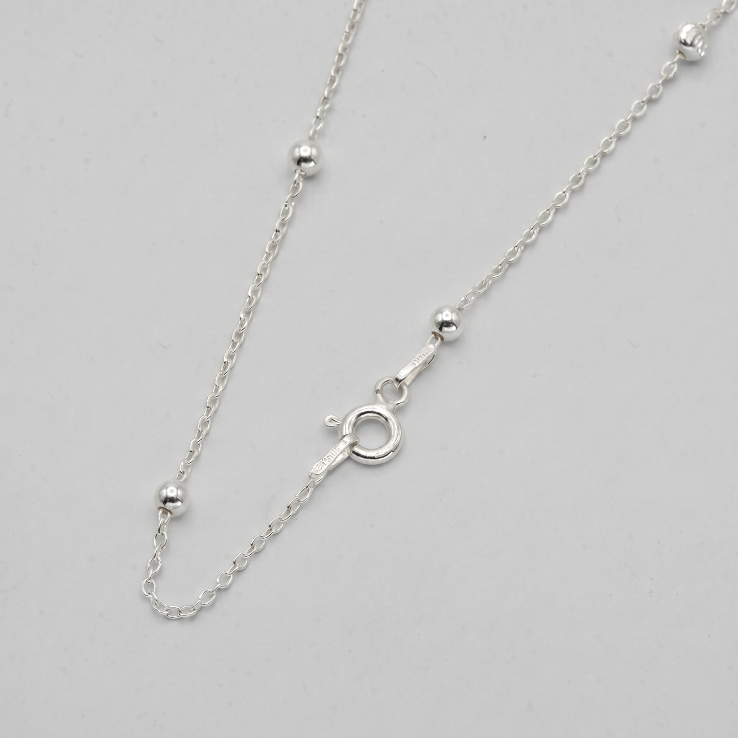 925 Sterling Silver Diamond Cut Beaded Necklace