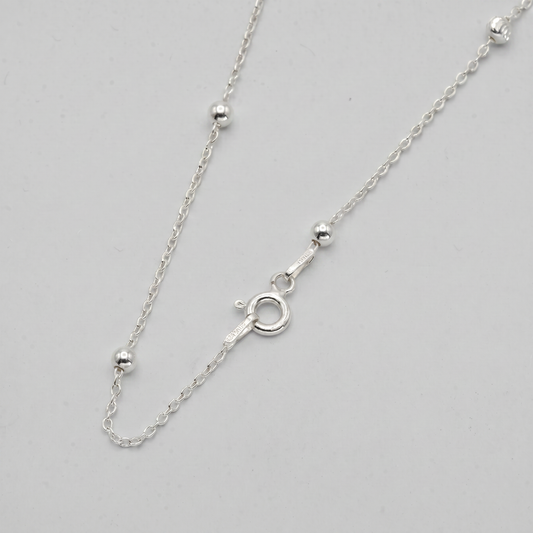 925 Sterling Silver Diamond Cut Beaded Necklace