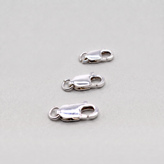 925 Sterling Silver Lobster Claw Carabiner Clasp With Jump Ring (5x)