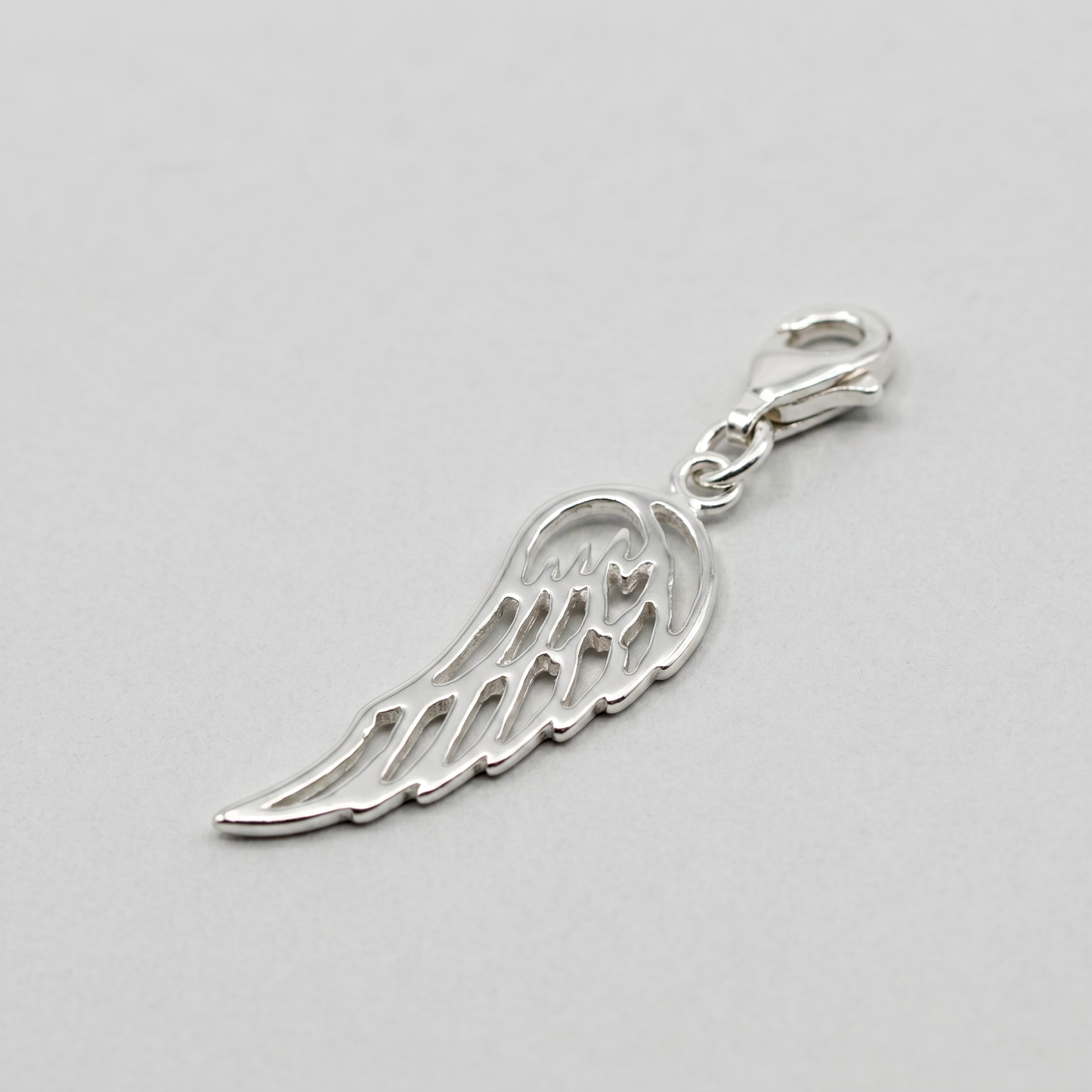 925 Sterling Silver Wing Charm With Claw Carabiner Clasp