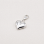 925 Sterling Silver Puffed Heart Charm with Claw Carabiner Fitting
