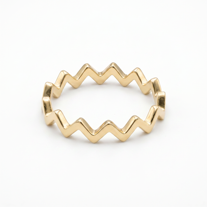 Flash Gold Plated Wave Zig Zag Ring