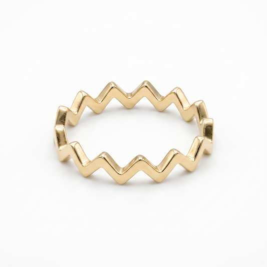 Flash Gold Plated Wave Zig Zag Ring