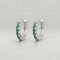 Sterling Silver Emerald CZ Huggie Hoops