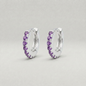 Sterling Silver Amethyst CZ Huggie Hoops