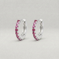 Sterling Silver Ruby Red CZ Huggie Hoops
