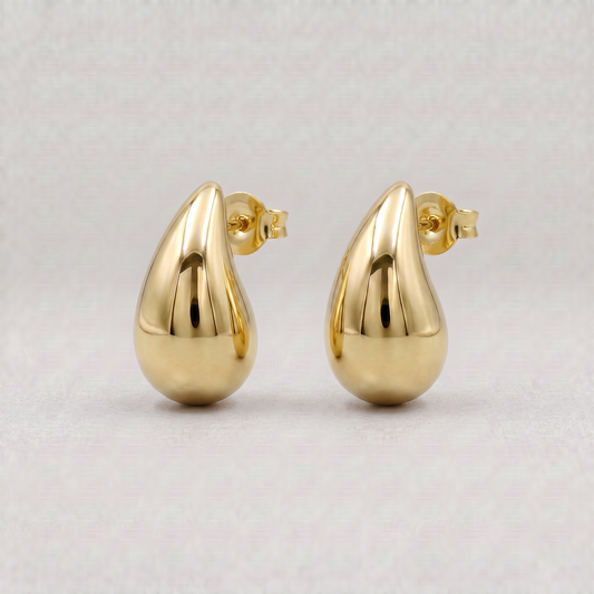 18k Flash Gold Plated Sterling Silver Teardrop Stud Earrings