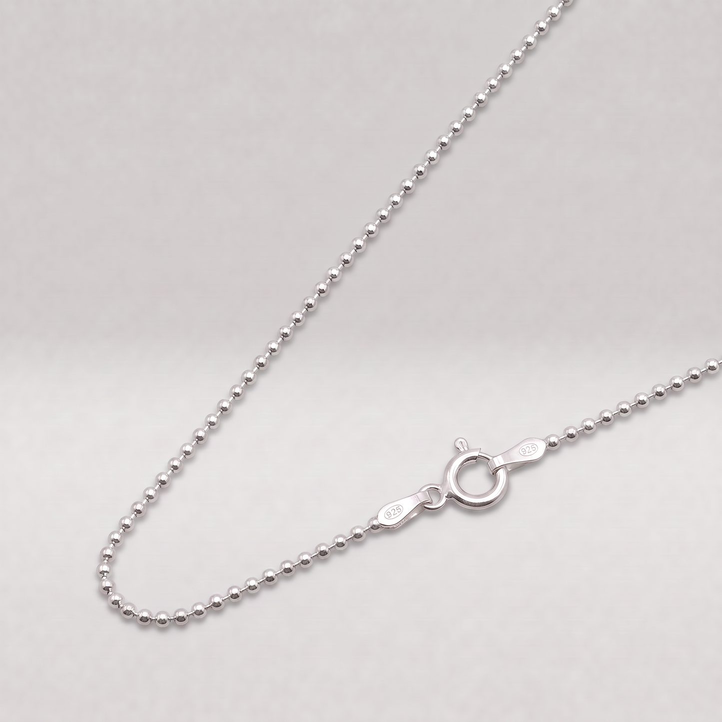 925 Sterling Silver Diamond Cut 1.2mm Ball Chain Necklace