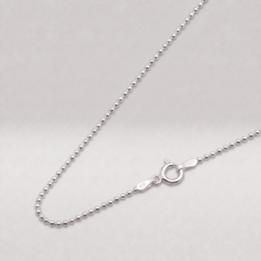 925 Sterling Silver Diamond Cut 1.2mm Ball Chain Necklace