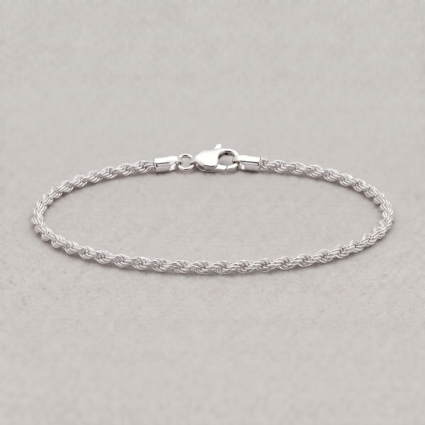 925 Sterling Silver 2.3mm thick Rope Chain Anklet