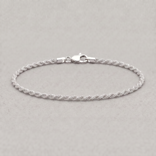 925 Sterling Silver 2.3mm thick Rope Chain Anklet