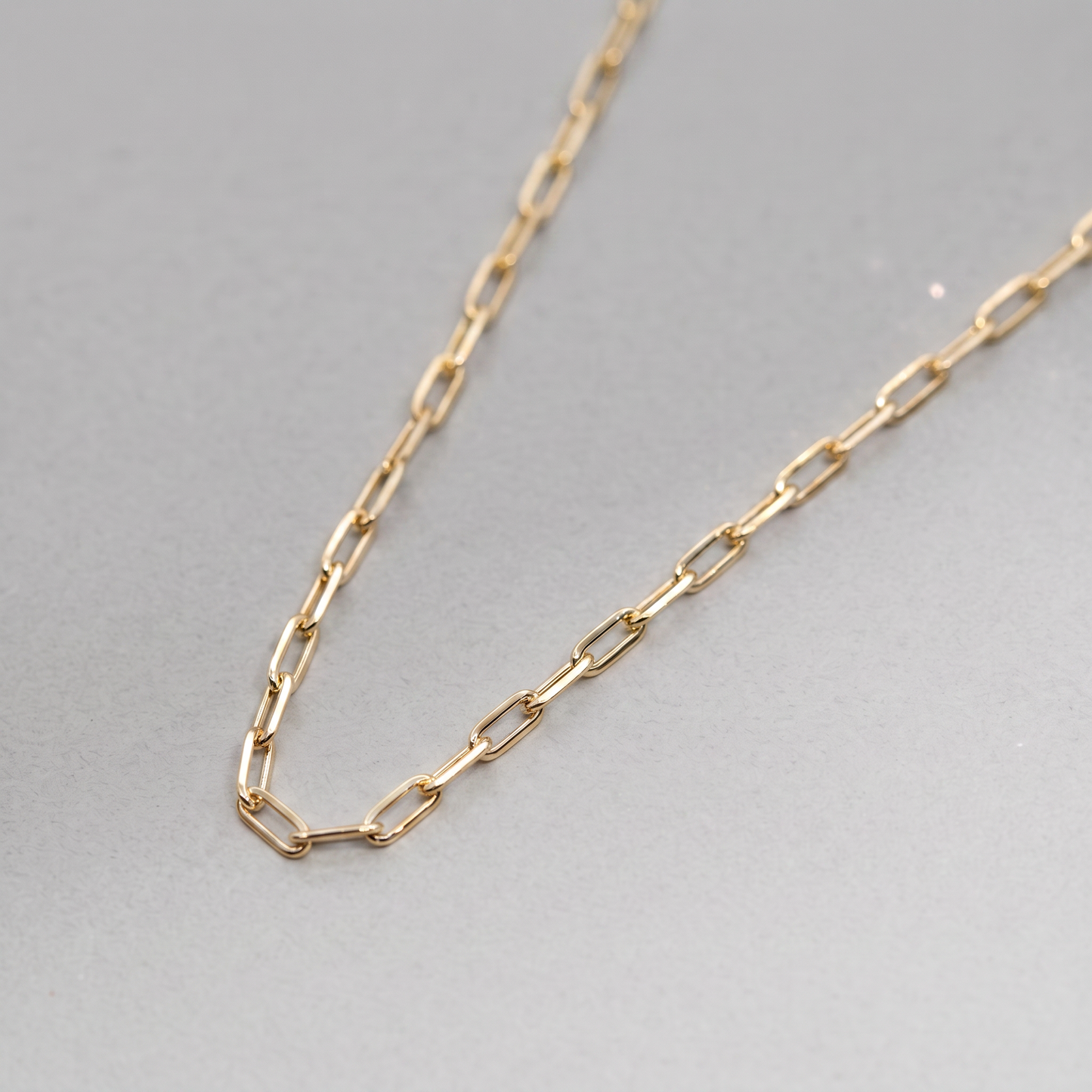 Gold Plated Sterling Silver 2.7mm Paperclip Chain Necklace