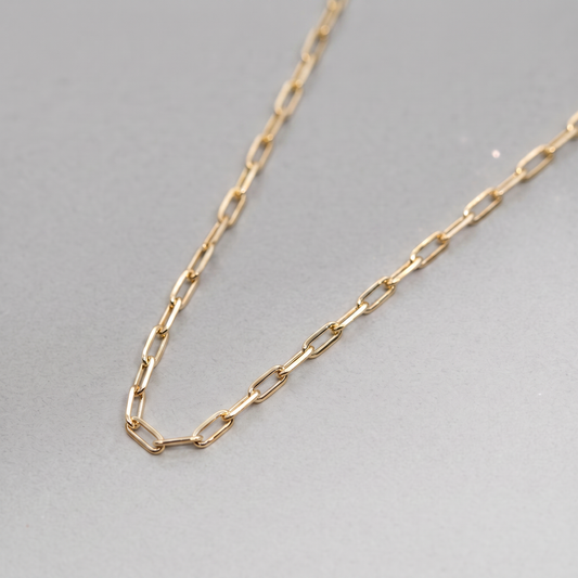 Gold Plated Sterling Silver 2.7mm Paperclip Chain Necklace