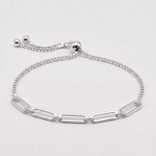 925 Sterling Silver 4.4mm Paperclip Chain Slider Bracelet