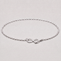 925 Sterling Silver 7.5” Infinity T Bar Bracelet on 1.9mm Rolo Chain