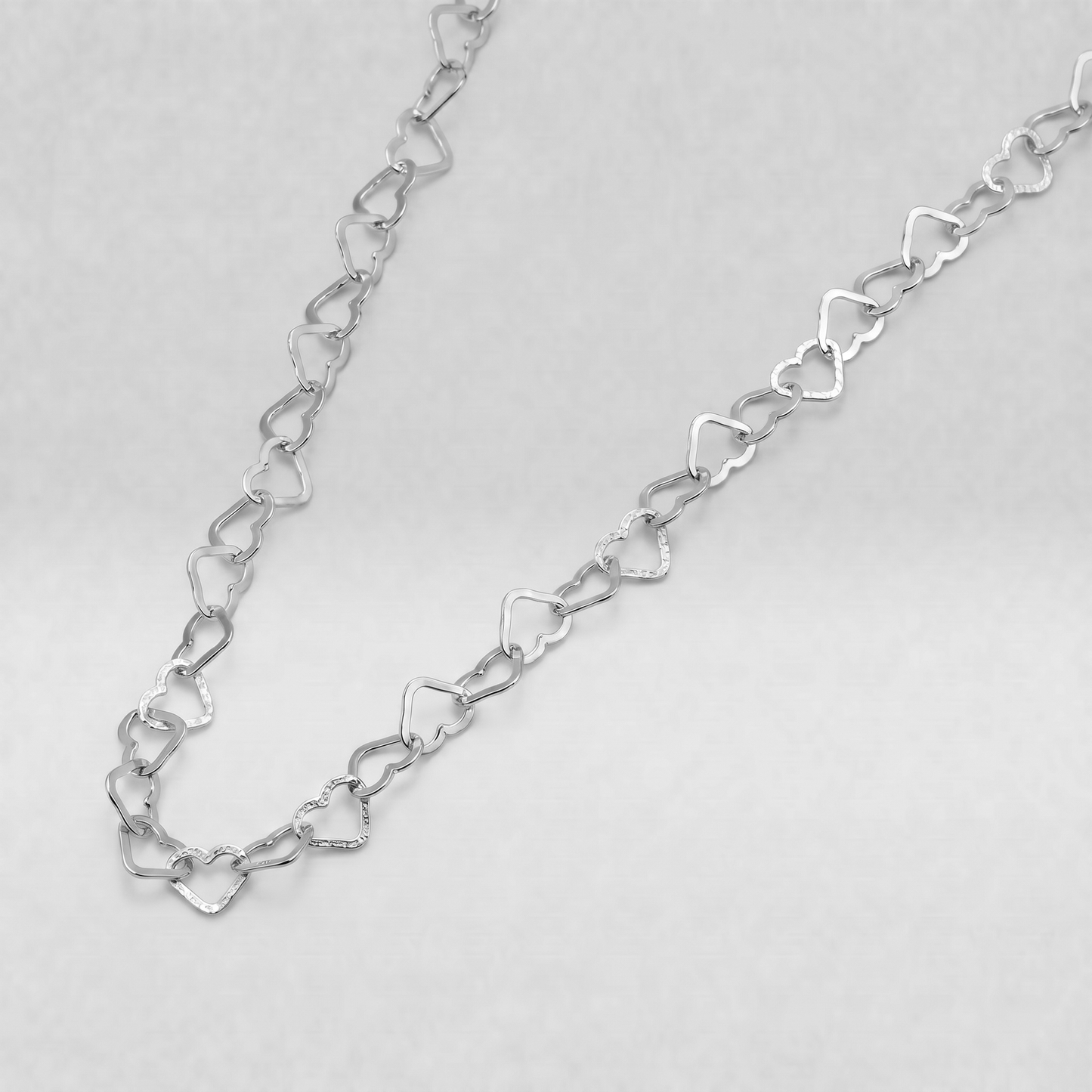 925 Sterling Silver 3.4mm Heart Link Chain Necklace
