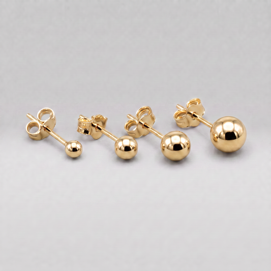 Gold Plated 925 Sterling Silver Polished Studs/Earrings (3mm, 4mm, 5mm & 6mm)