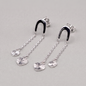 925 Sterling Silver Double Fluted Diamond Cut Heart Dropped Stud Earring