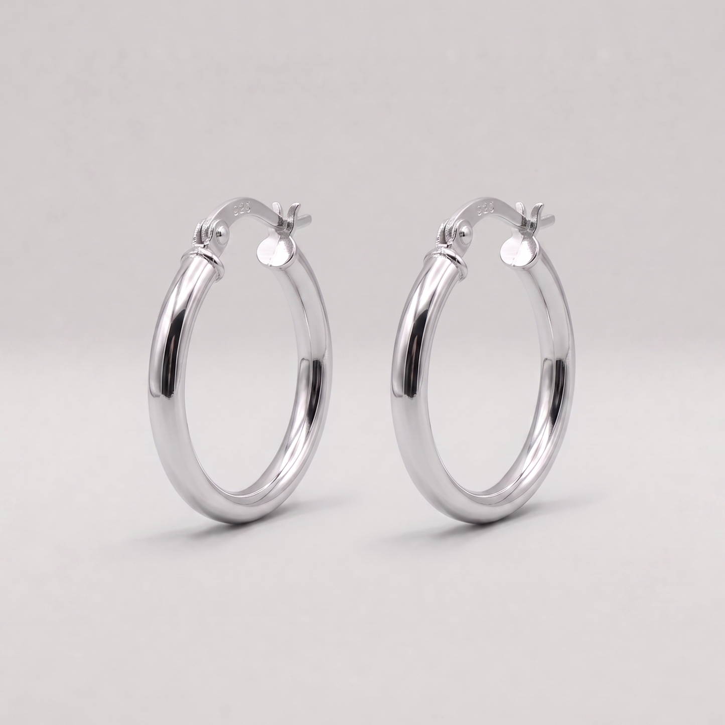 925 Sterling Silver Creole Style Hoop Earrings 14mm