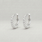 Sterling Silver Pavé CZ Huggie Hoops