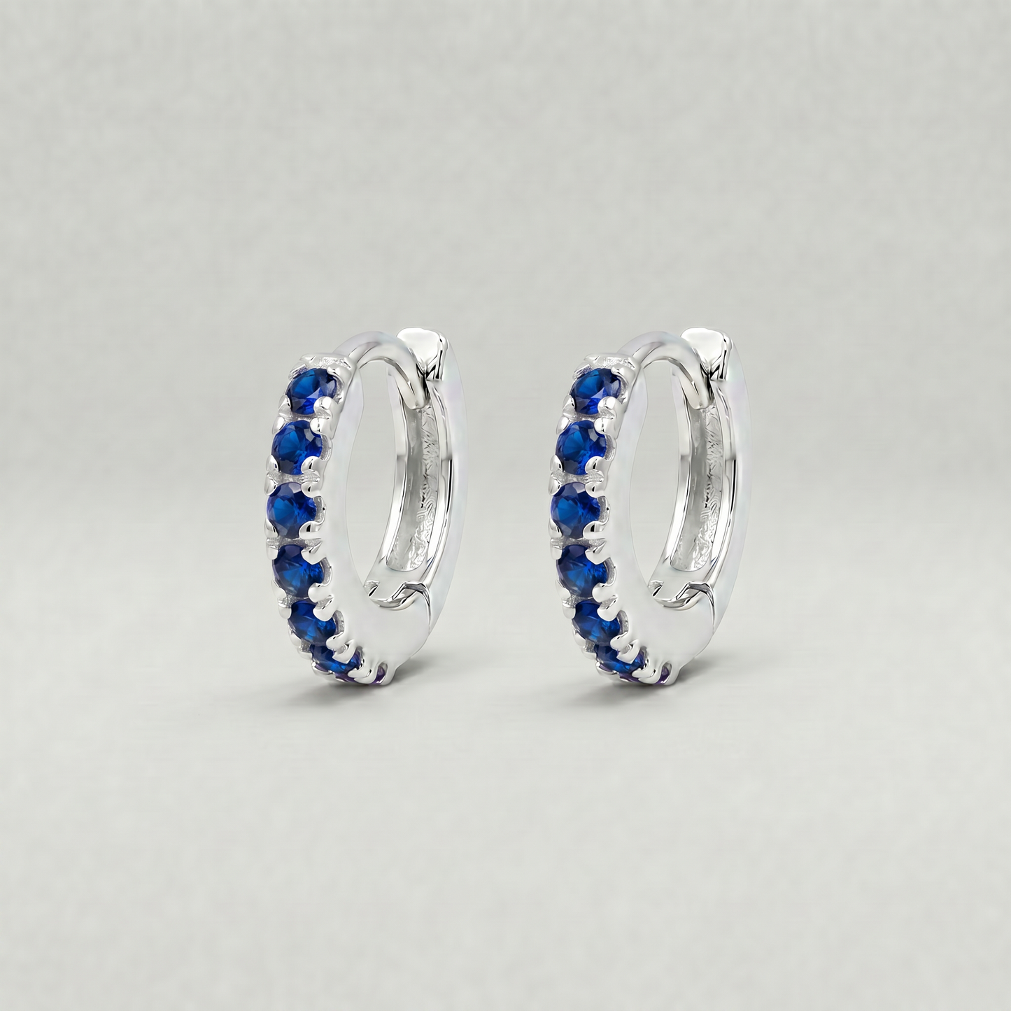 Sterling Silver Sapphire CZ Huggie Hoops