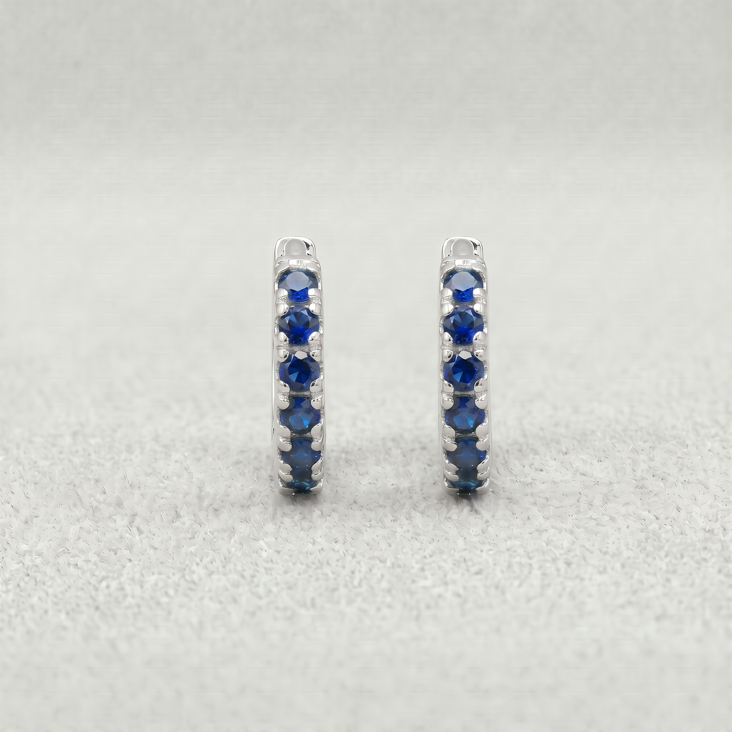 Sterling Silver Sapphire CZ Huggie Hoops