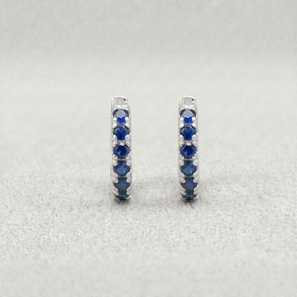 Sterling Silver Sapphire CZ Huggie Hoops