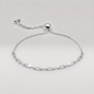 925 Sterling Silver 2.7mm Paperclip Chain Adjustable Slider Bracelet