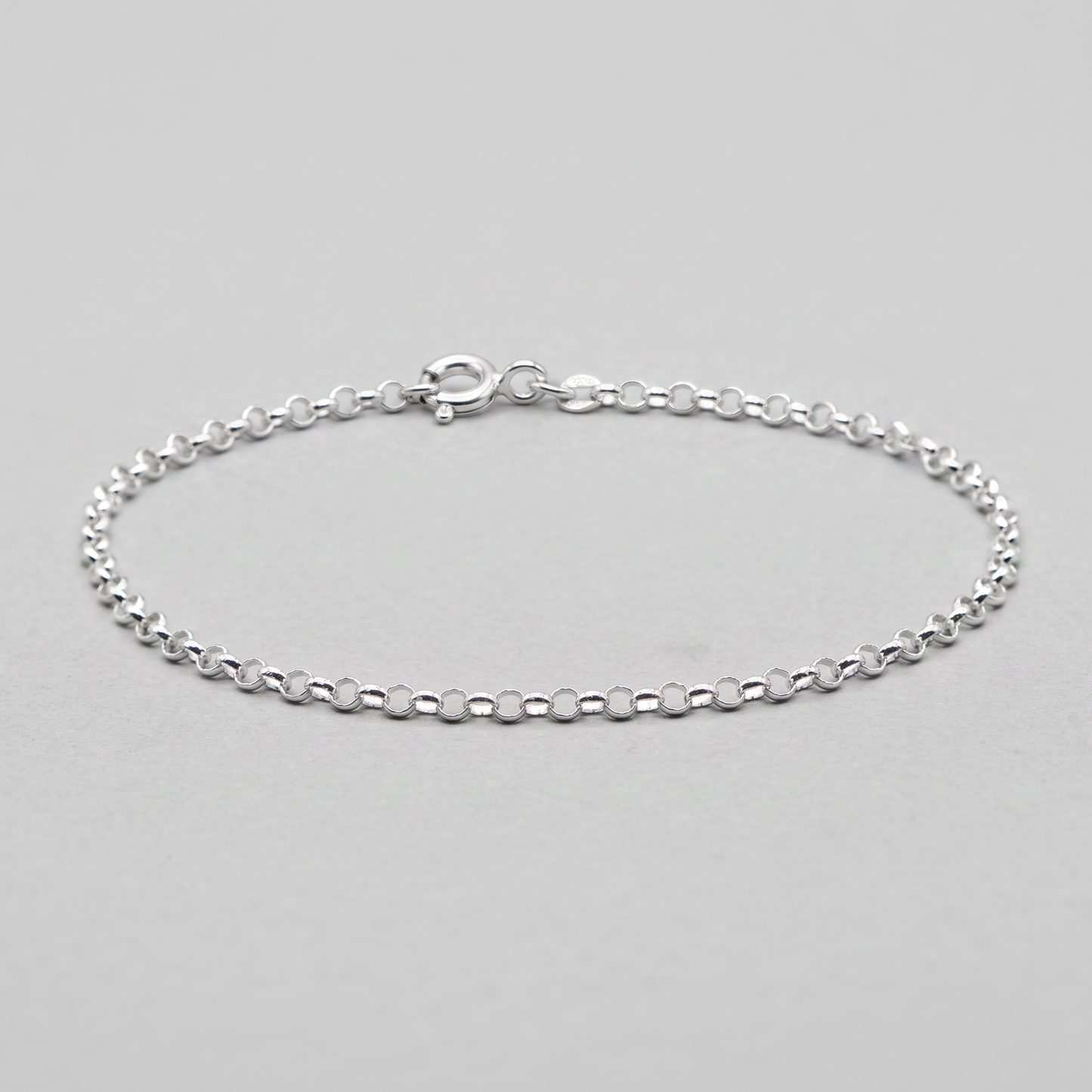 925 Sterling Silver 2.5mm Rolo Belcher Chain Bracelet