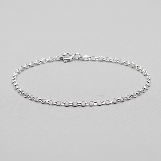 925 Sterling Silver 2.5mm Rolo Belcher Chain Bracelet