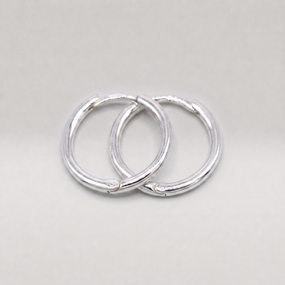 925 Sterling Silver 10, 14, 18mm Round Ear Huggie Hoop Earrings