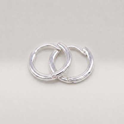 925 Sterling Silver 10, 14, 18mm Round Ear Huggie Hoop Earrings