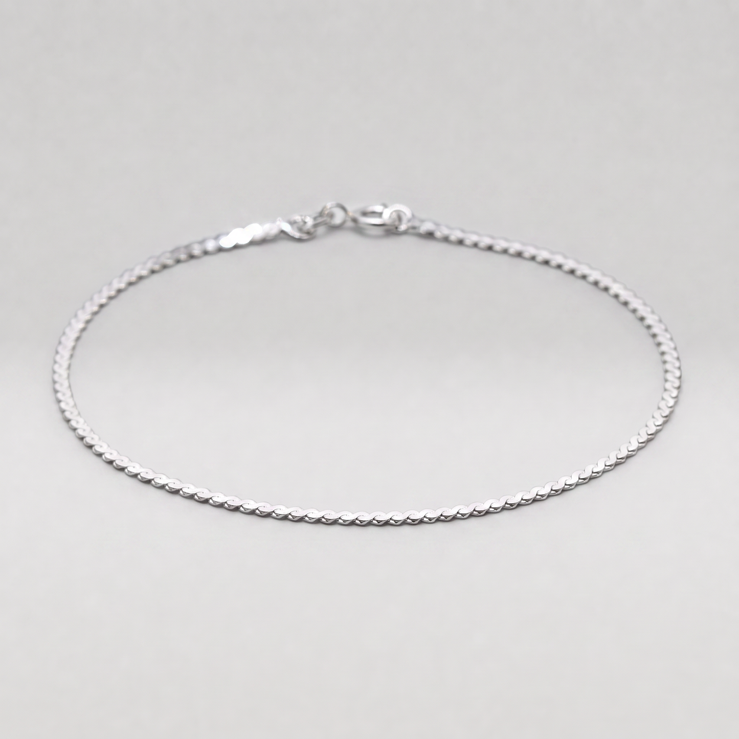 925 Sterling Silver S-Wave Herringbone Chain Bracelet