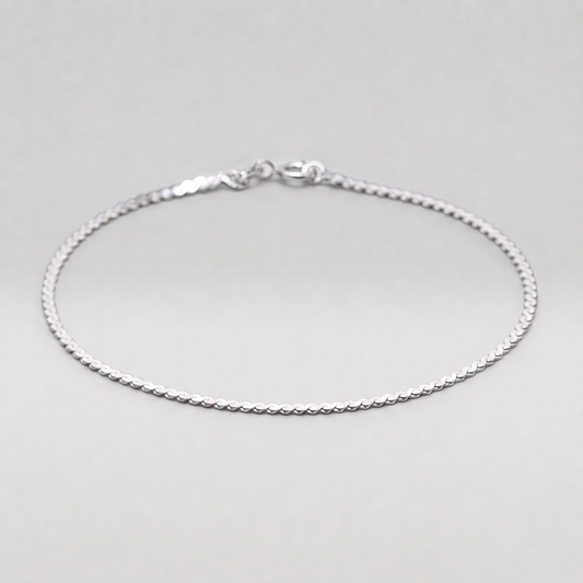 925 Sterling Silver S-Wave Herringbone Chain Bracelet