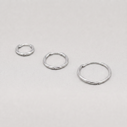 925 Sterling Silver 10, 14, 18mm Round Ear Huggie Hoop Earrings