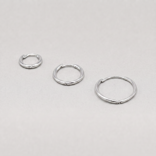 925 Sterling Silver 10, 14, 18mm Round Ear Huggie Hoop Earrings