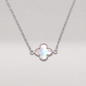 925 Sterling Silver Four Leaf Clover Motif Necklace on 18" Rolo Chain