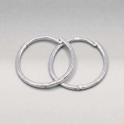 925 Sterling Silver 10, 14, 18mm Round Ear Huggie Hoop Earrings