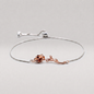 925 Sterling Silver Rose Gold Cubic Zirconia Rose Adjustable Slider Bracelet