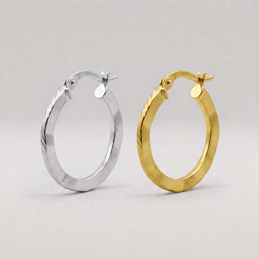 Vintage Effect Wavy Creole Hoop Earrings 21mm