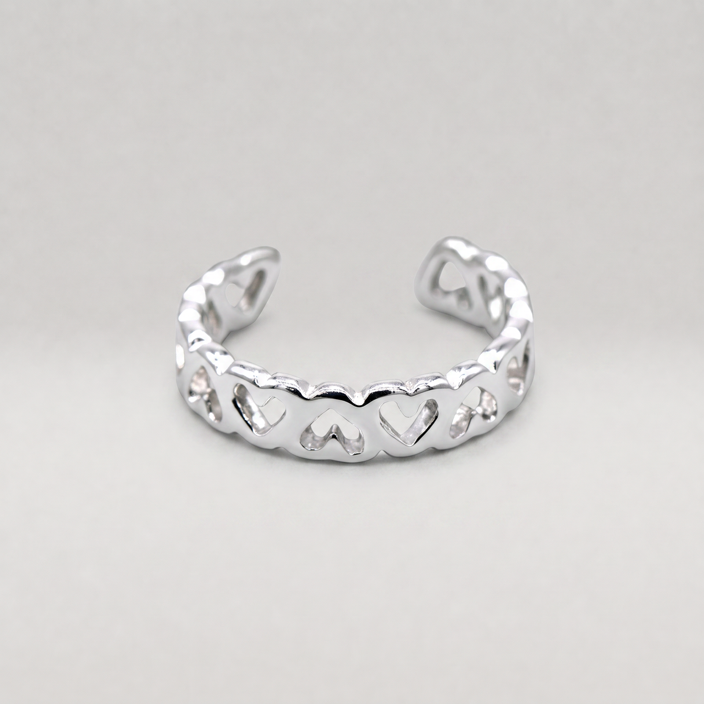 925 Sterling Silver Heart Toe/Adjustable Ring