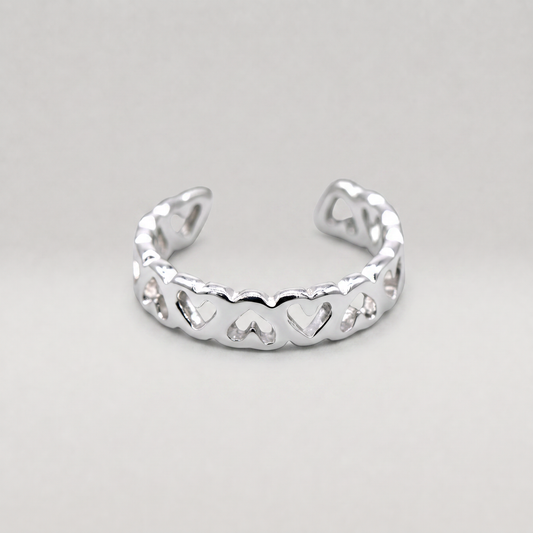 925 Sterling Silver Heart Toe/Adjustable Ring