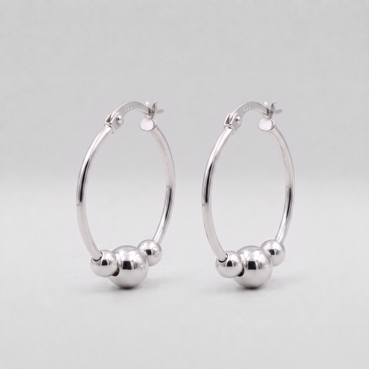 925 Sterling Silver Creole Style Square Tube Hoop Earring 20mm